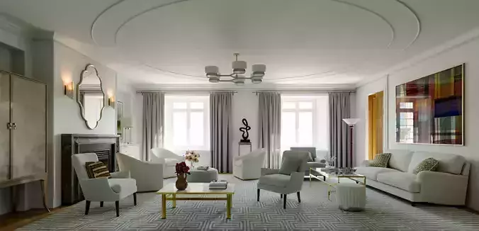 villa 3D model for Corona render 3D model