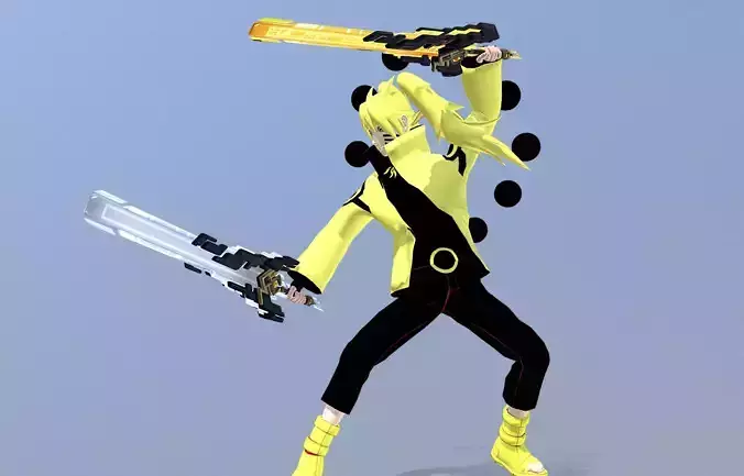 MMO RPG Narata Female Double Sword Sixpath    FBX