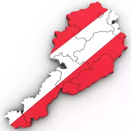 3d Political Map of Austria