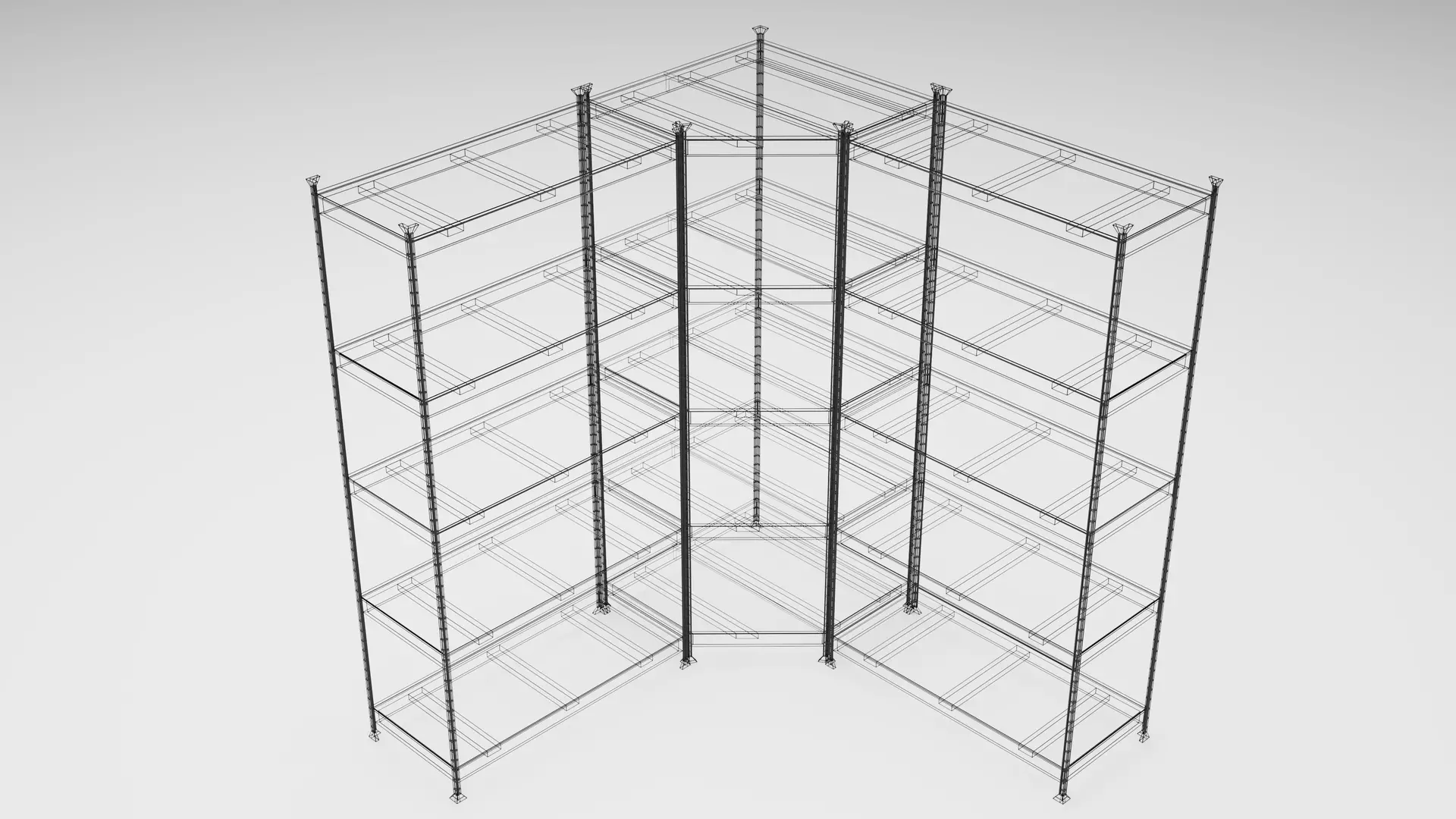 Heavy Duty Shelf 2 - Variant 1 of 14 - Metal Black Low-poly 3D model_4