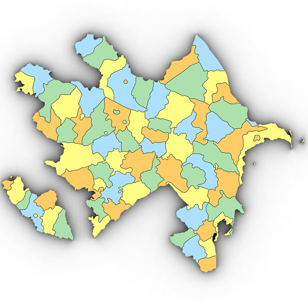 3d Political Map of Azerbaijan 3D model_5