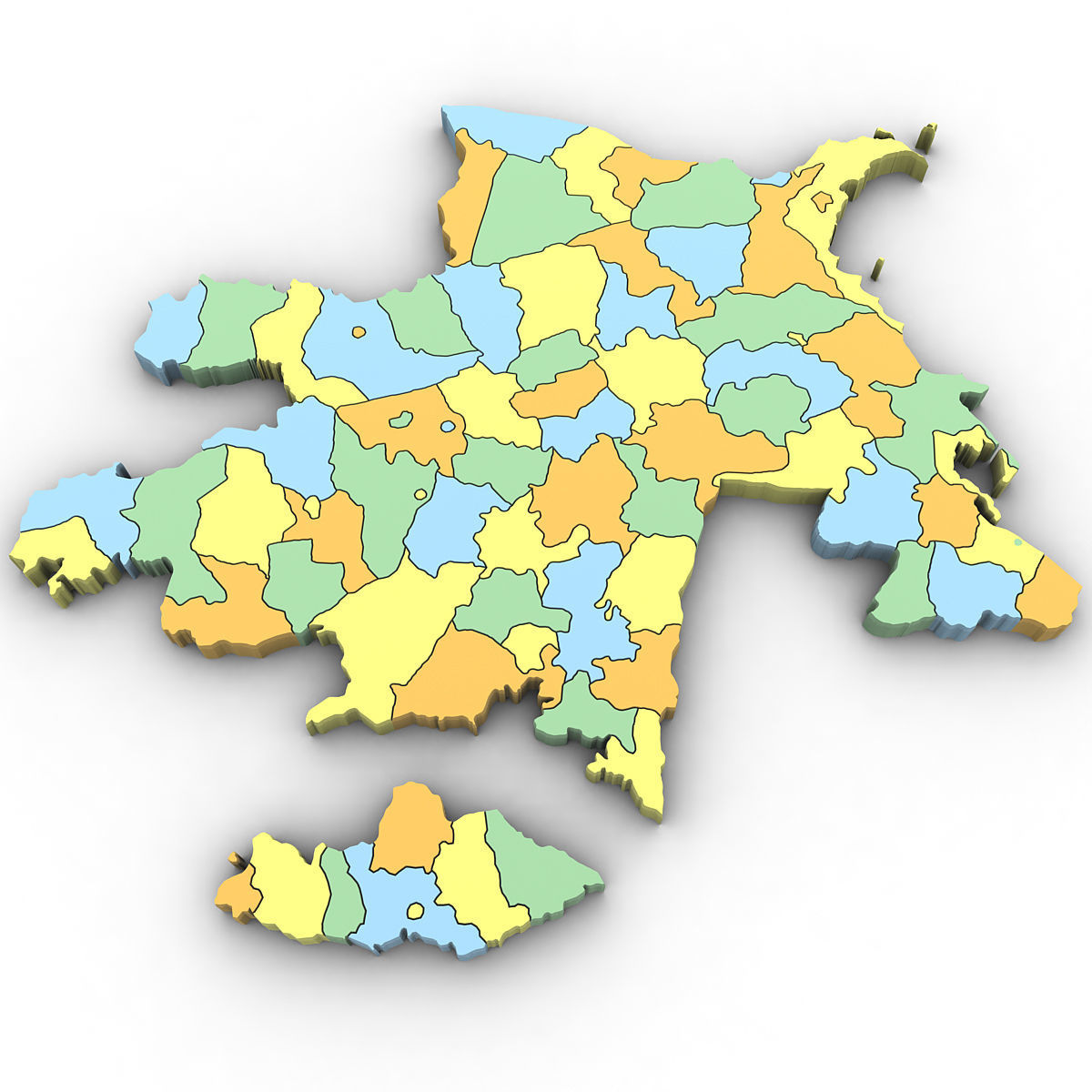 3d Political Map of Azerbaijan 3D model_1