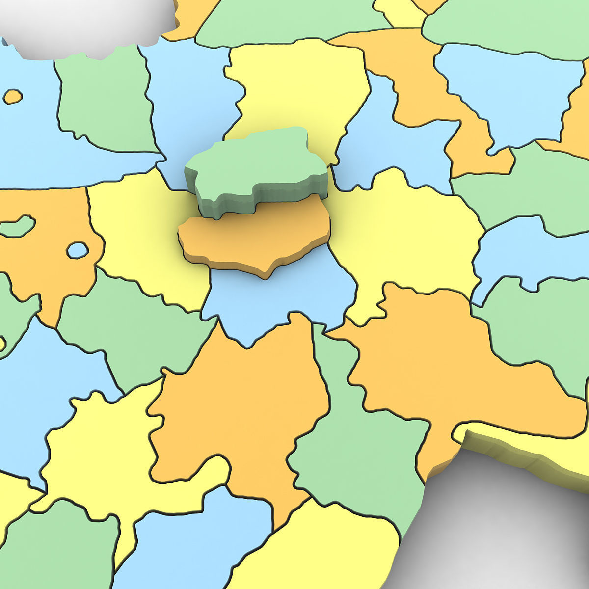 3d Political Map of Azerbaijan 3D model_7