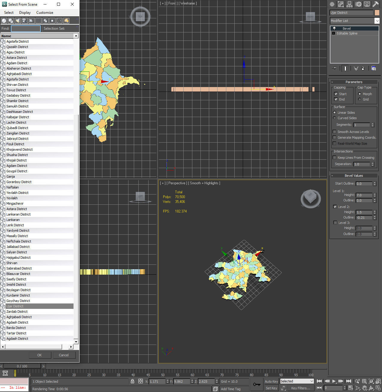 3d Political Map of Azerbaijan 3D model_8