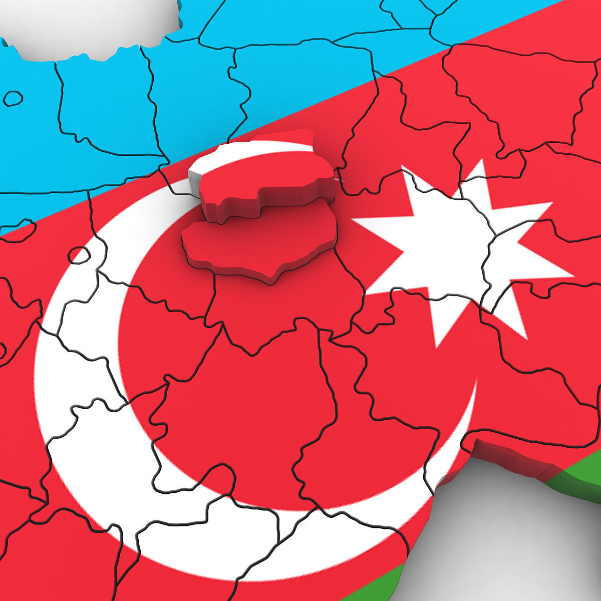 3d Political Map of Azerbaijan 3D model_6