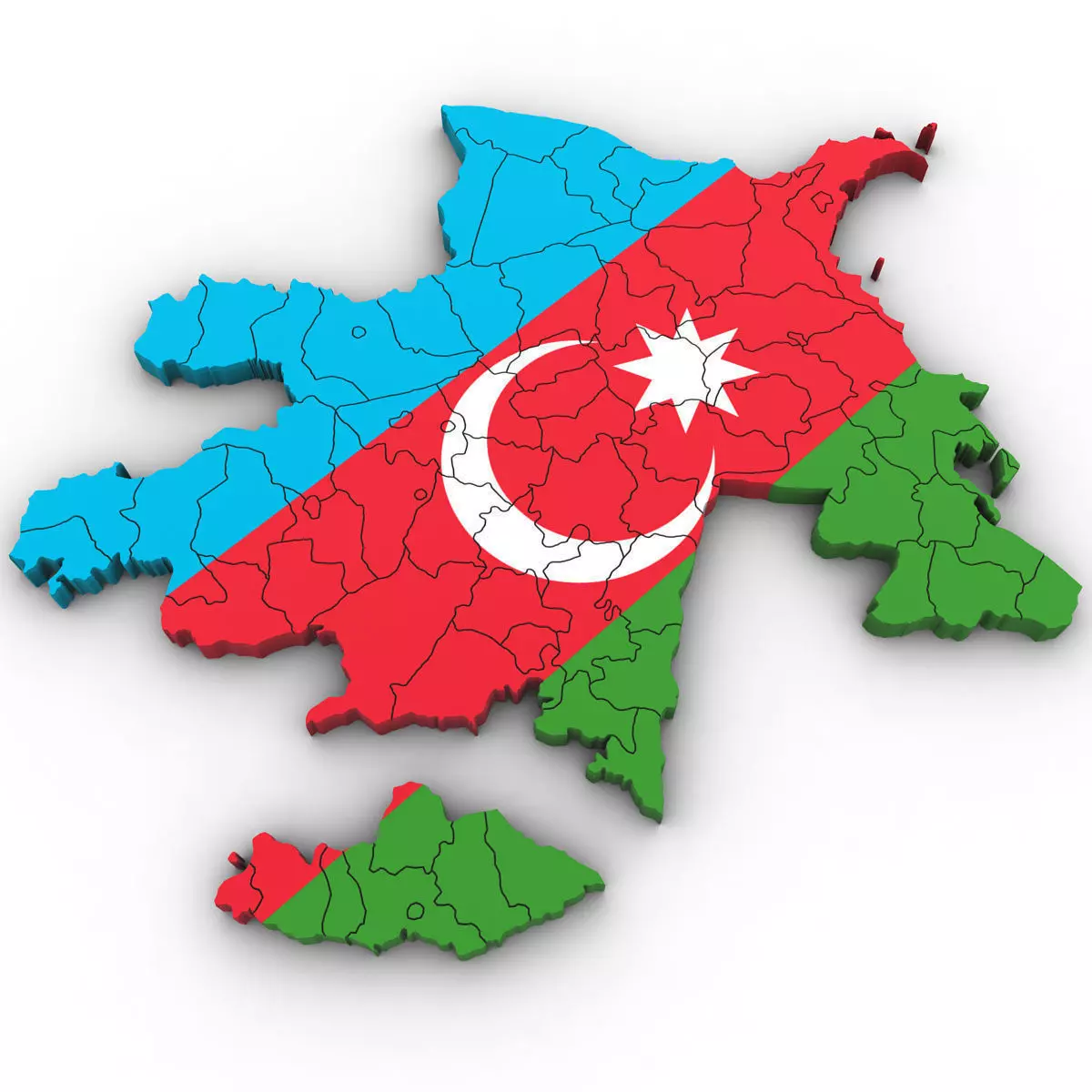 3d Political Map of Azerbaijan 3D model_0