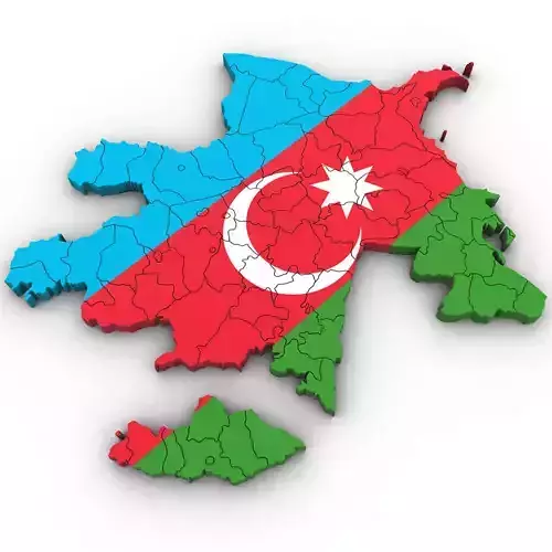 3d Political Map of Azerbaijan