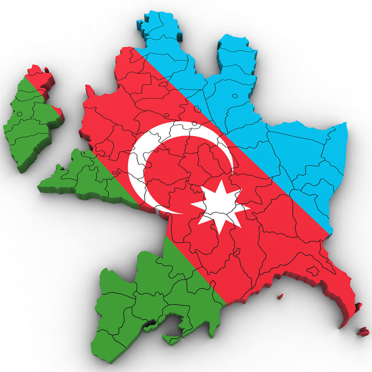 3d Political Map of Azerbaijan 3D model_2