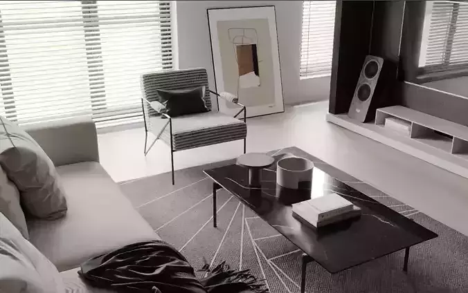 Living room and dining room 3D model