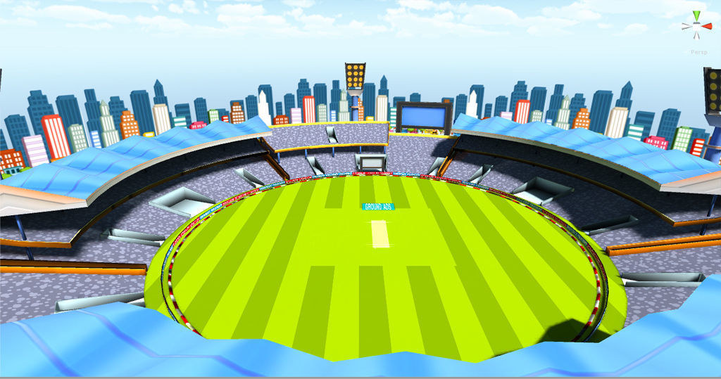 Cricket stadium Low-poly 3D model_6