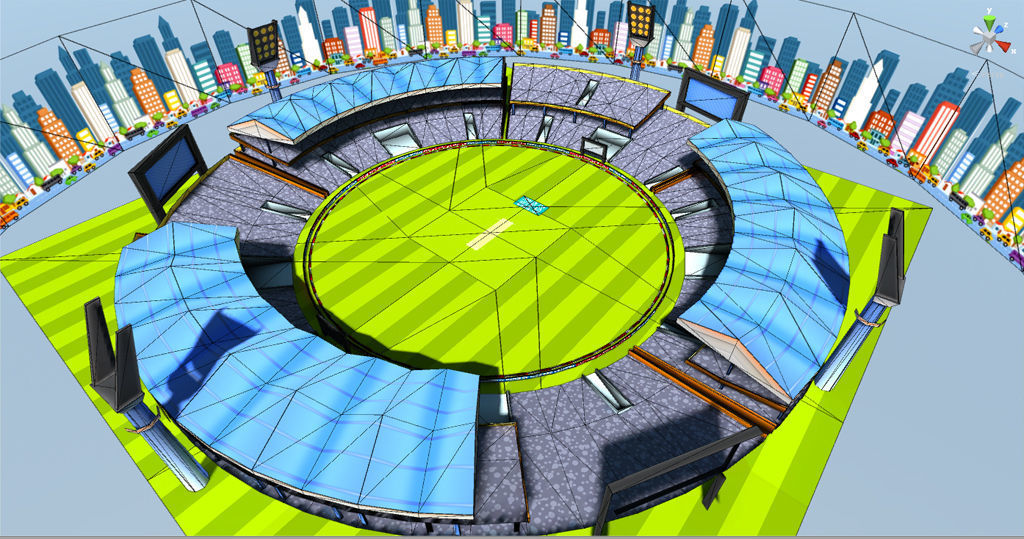 Cricket stadium Low-poly 3D model_7