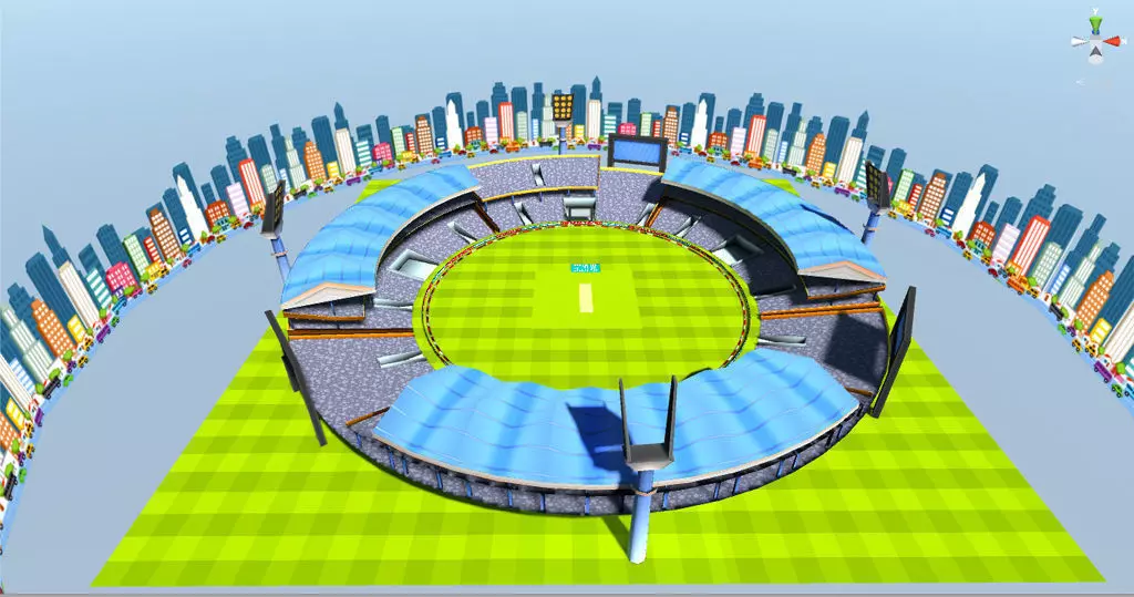 Cricket stadium Low-poly 3D model_0