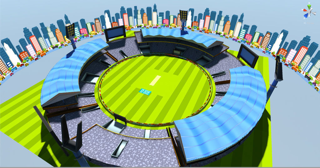 Cricket stadium Low-poly 3D model_3