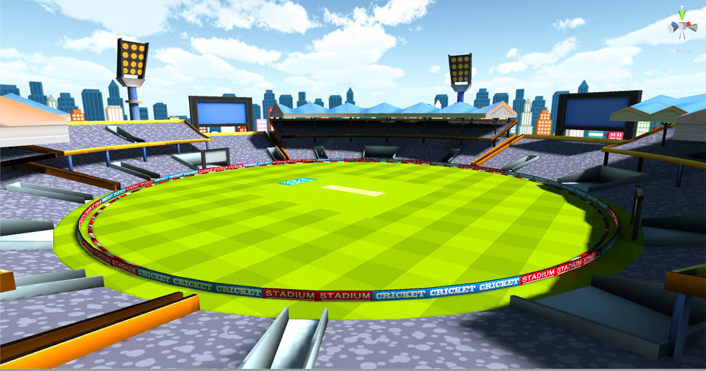 Cricket stadium Low-poly 3D model_5