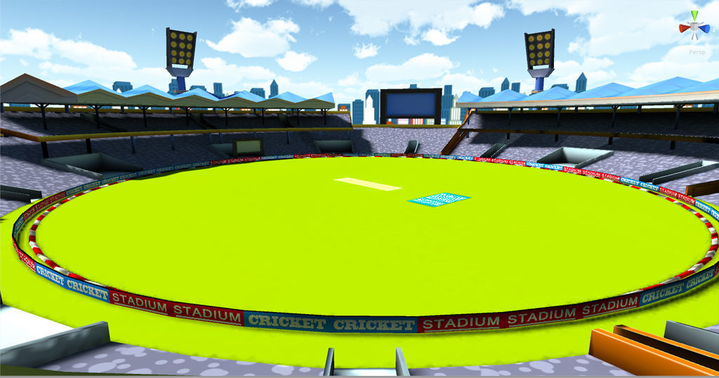 Cricket stadium Low-poly 3D model_4