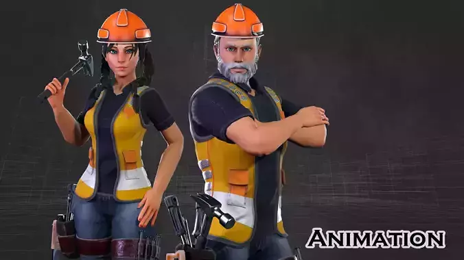 Urban Workers  Low-poly 3D model