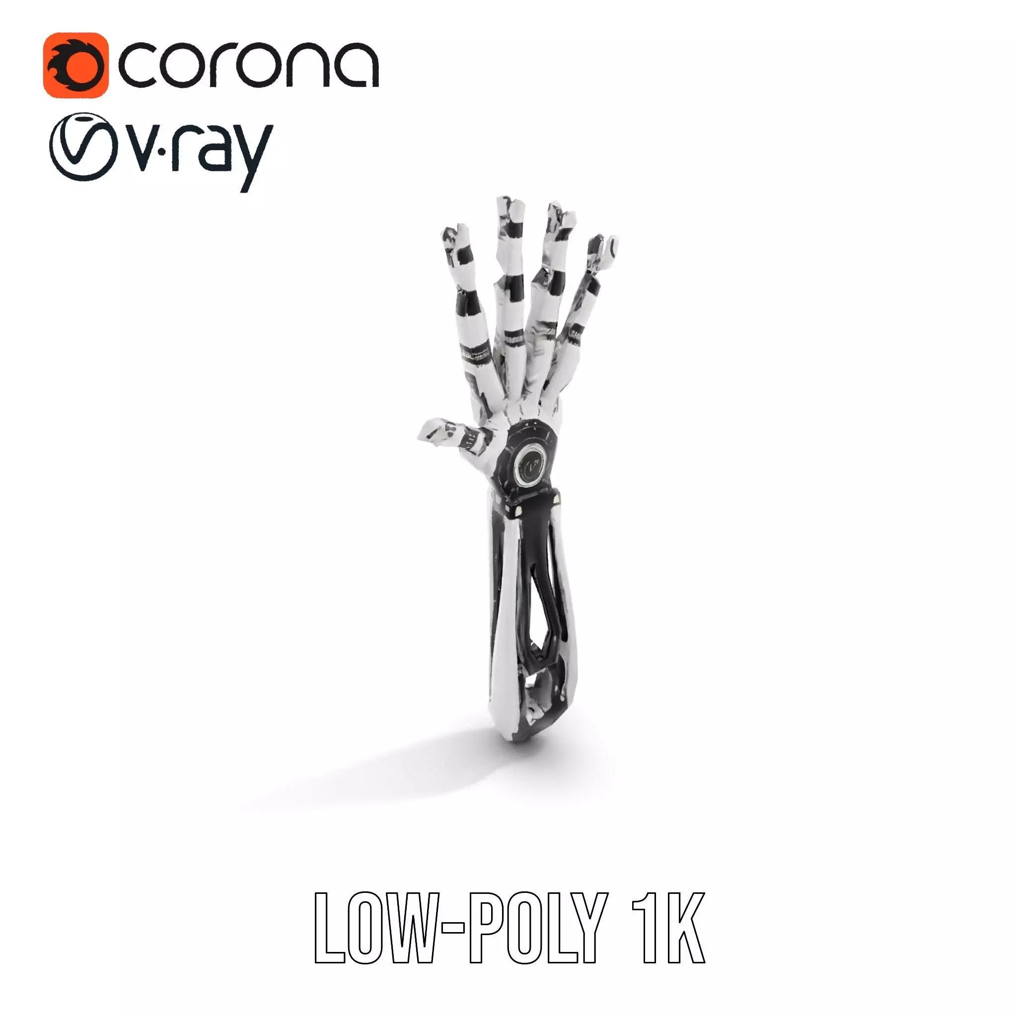 Futuristic Robotic Hand Model Pack Low-poly 3D model_10