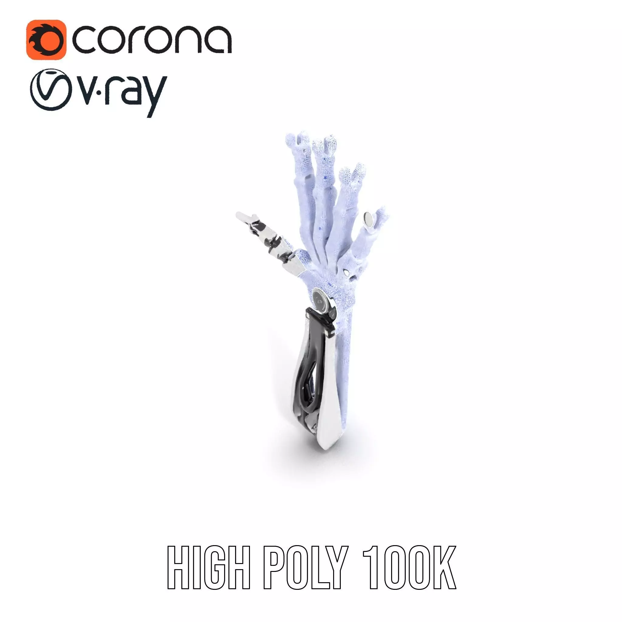 Futuristic Robotic Hand Model Pack Low-poly 3D model_30