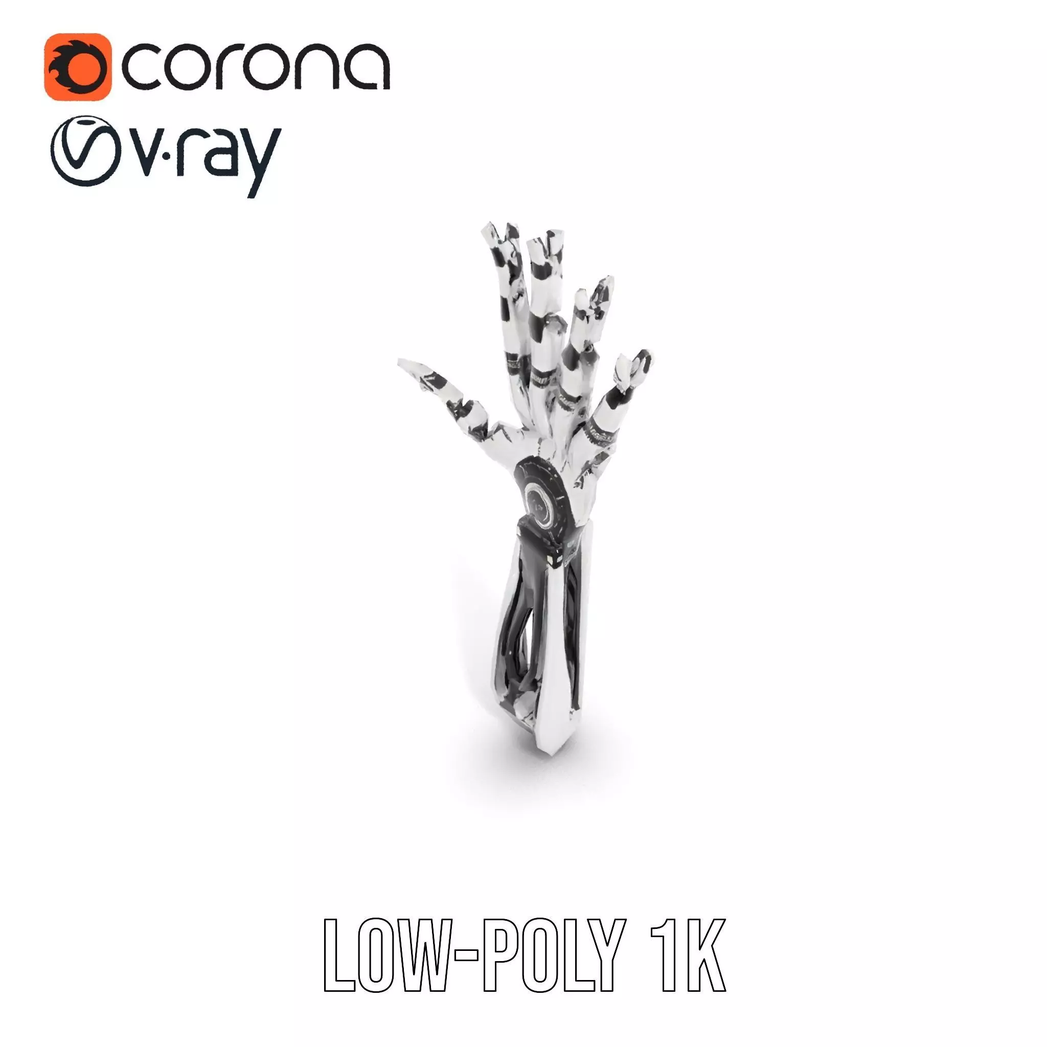 Futuristic Robotic Hand Model Pack Low-poly 3D model_8