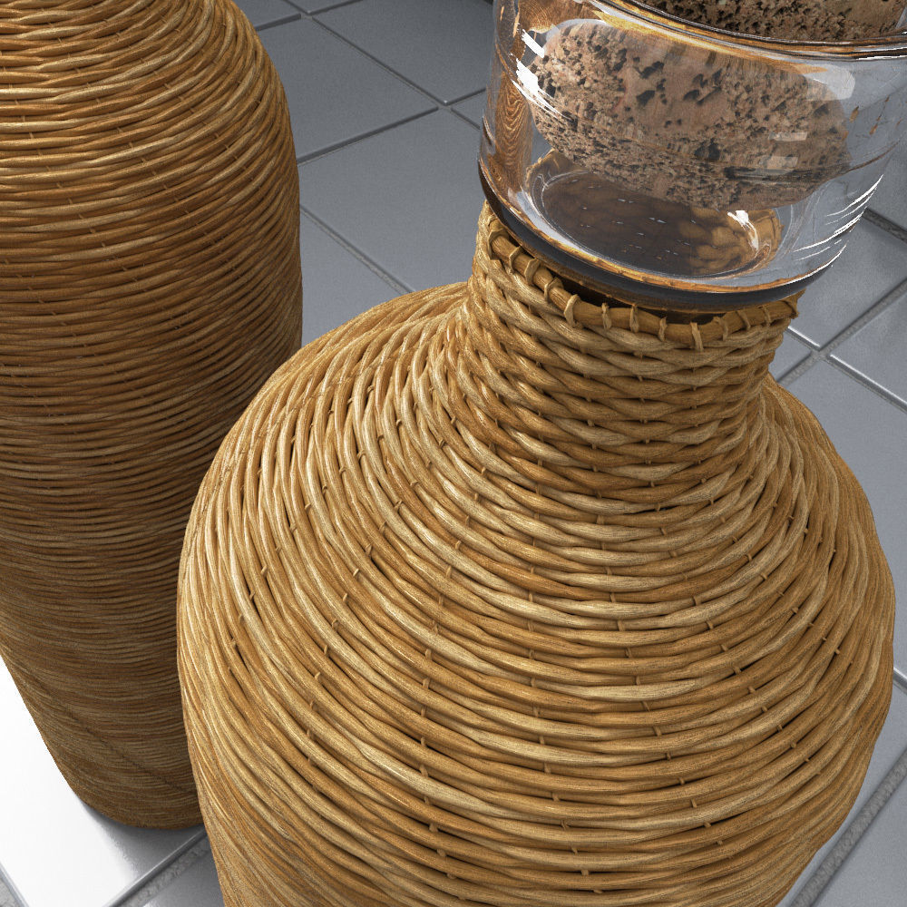 Wicker Bottles 3D model_2
