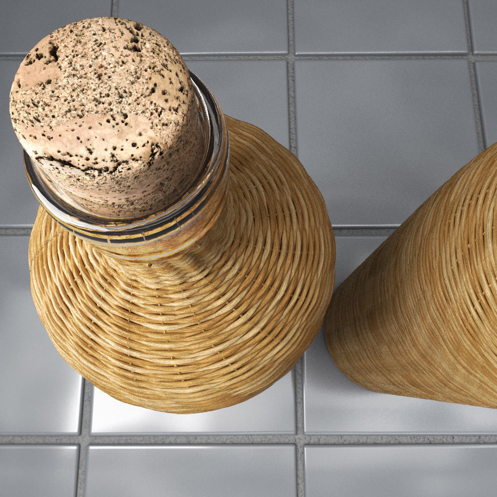 Wicker Bottles 3D model_3