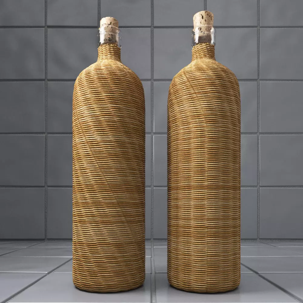 Wicker Bottles 3D model_0