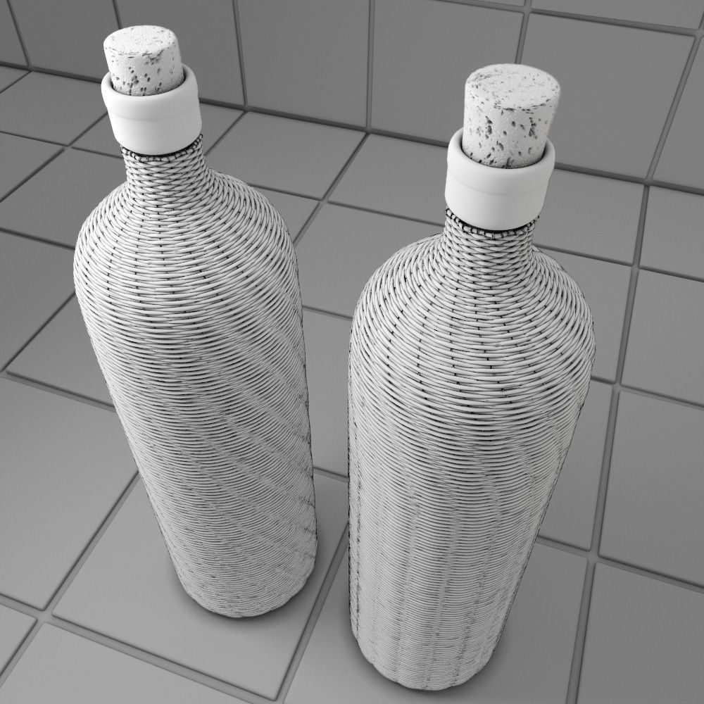 Wicker Bottles 3D model_4