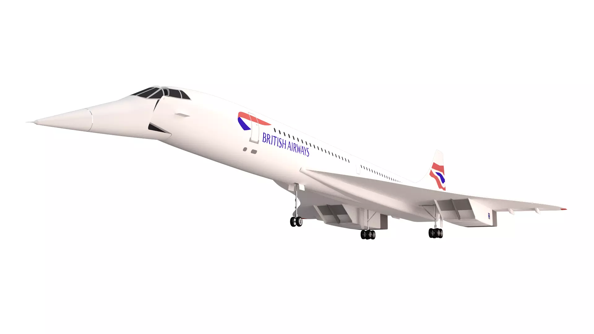 British Airways Concorde Supersonic Flight Low-poly 3D model