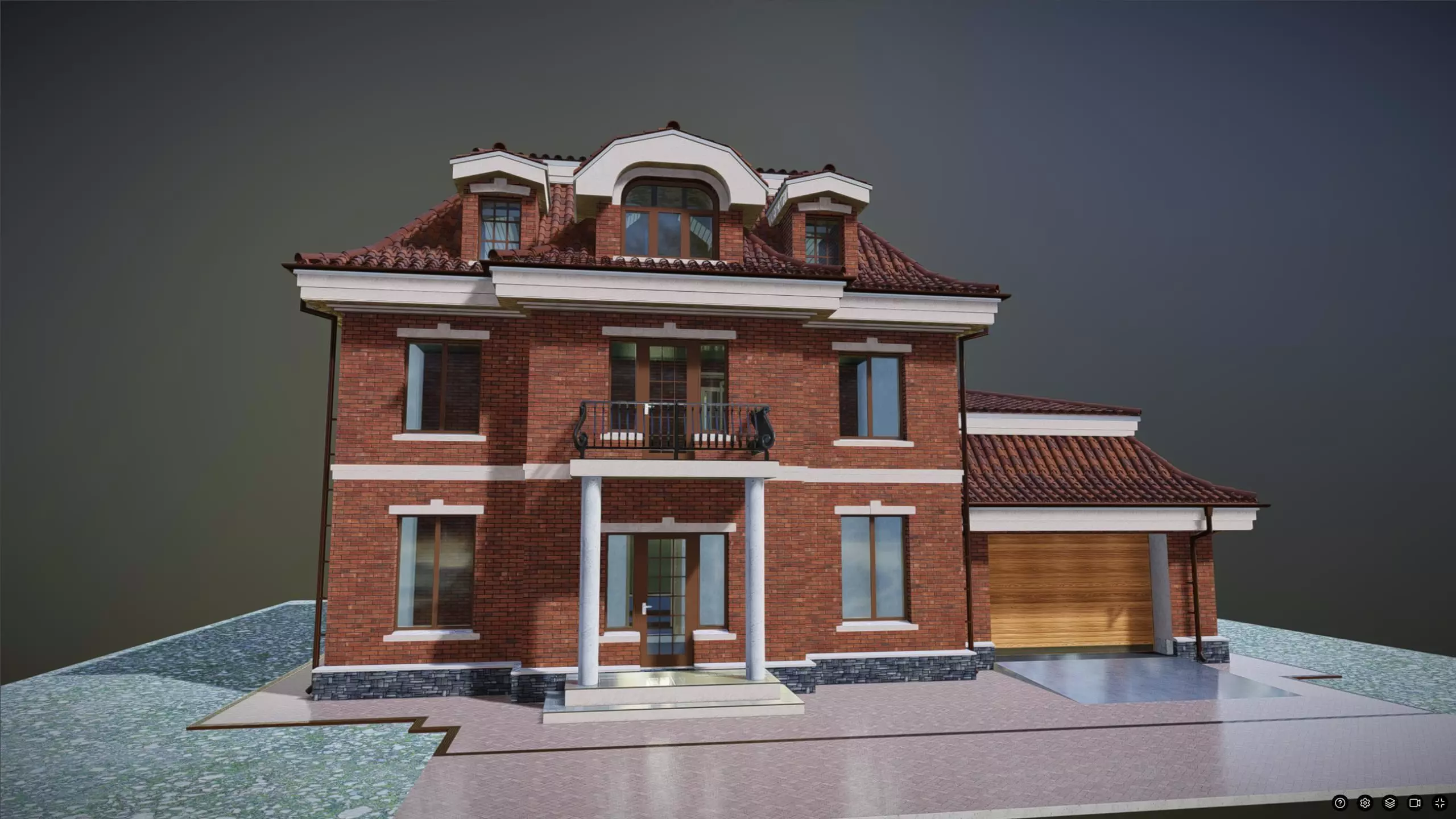 P0039  Residerntial House with Garage  England 3D model_5