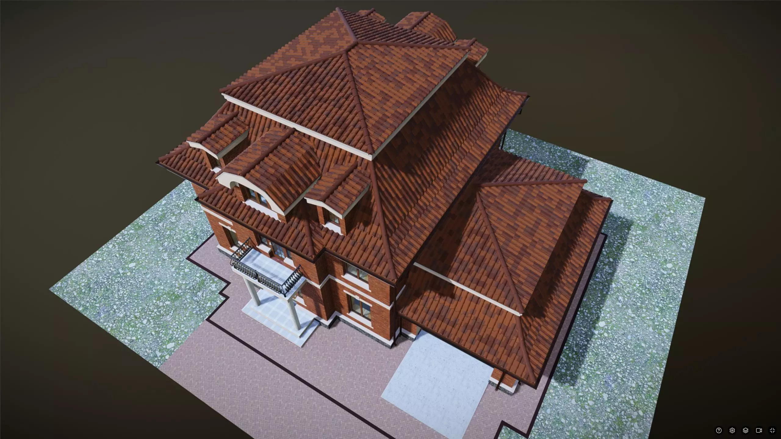 P0039  Residerntial House with Garage  England 3D model_6