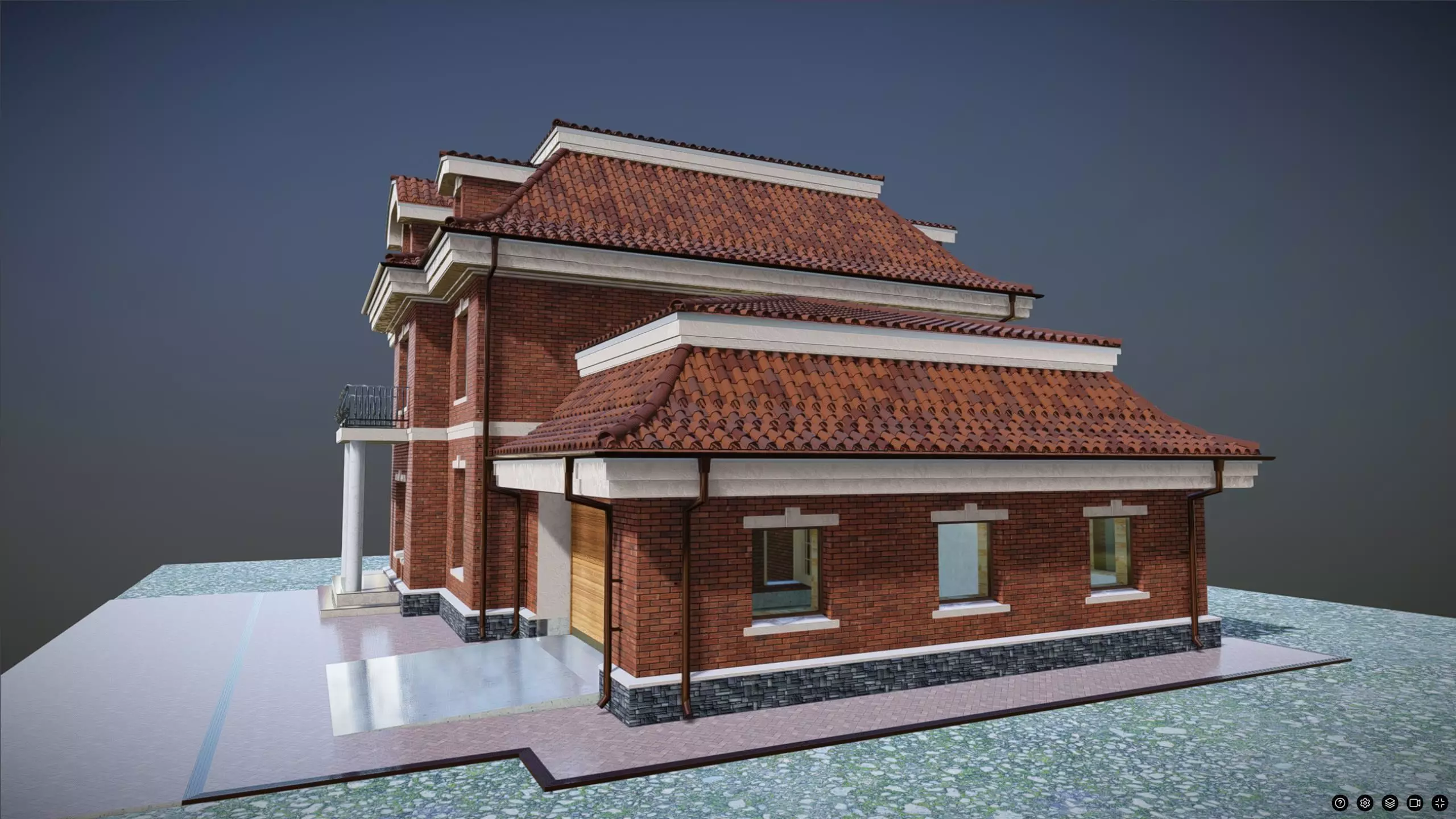 P0039  Residerntial House with Garage  England 3D model_1