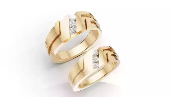 Timeless Matching Couple Ring Set  3D CAD Jewelry Design Free 3D print model