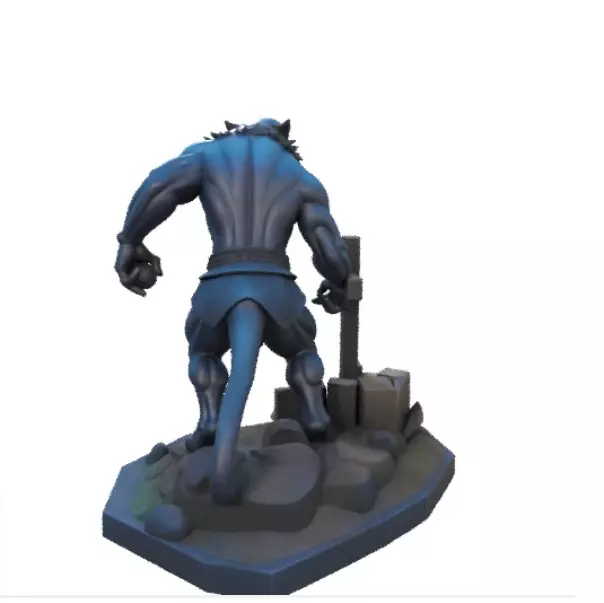 1707 COLORFUL Werewolf Howling with Skull 3D print model_2