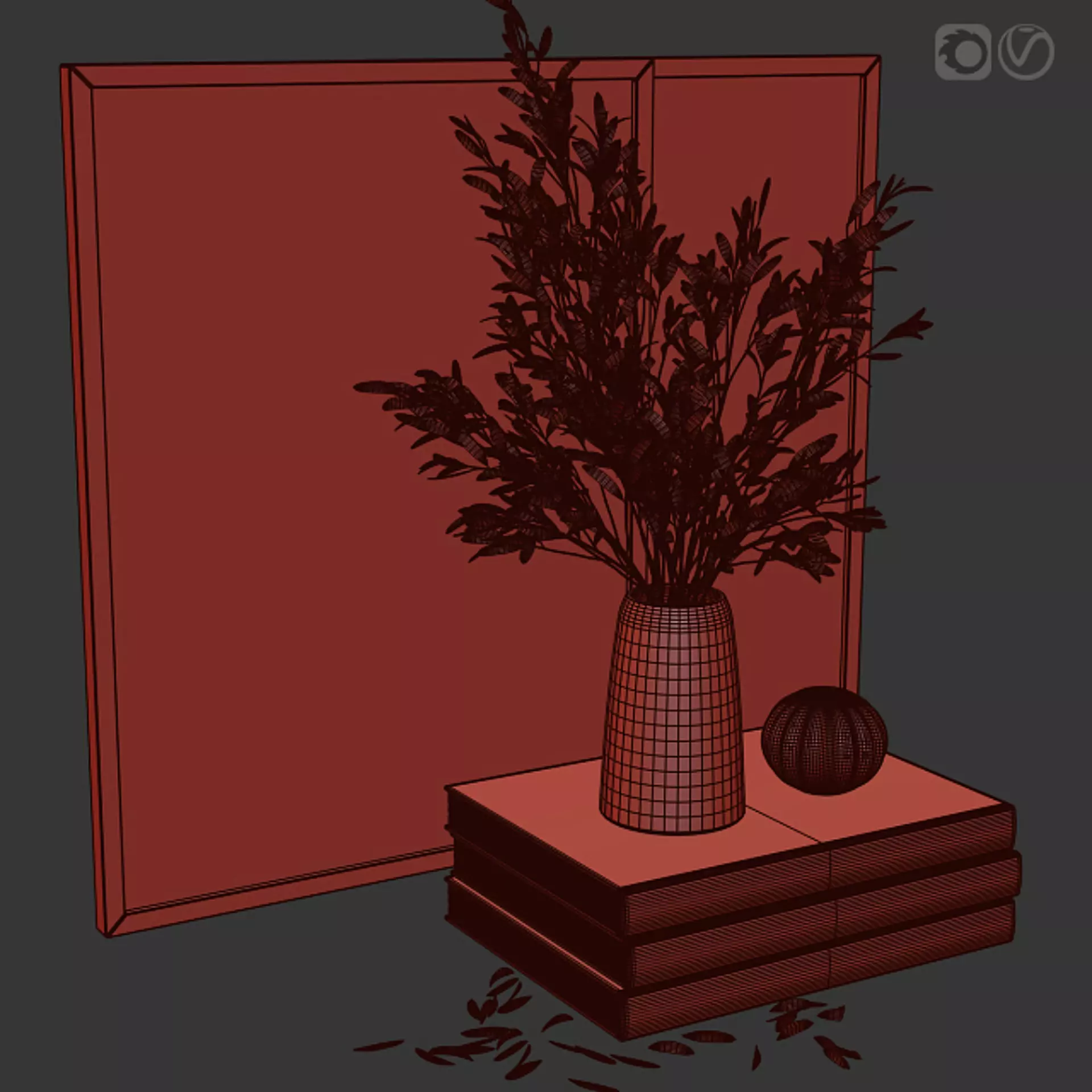 Black decor set 3D model_3