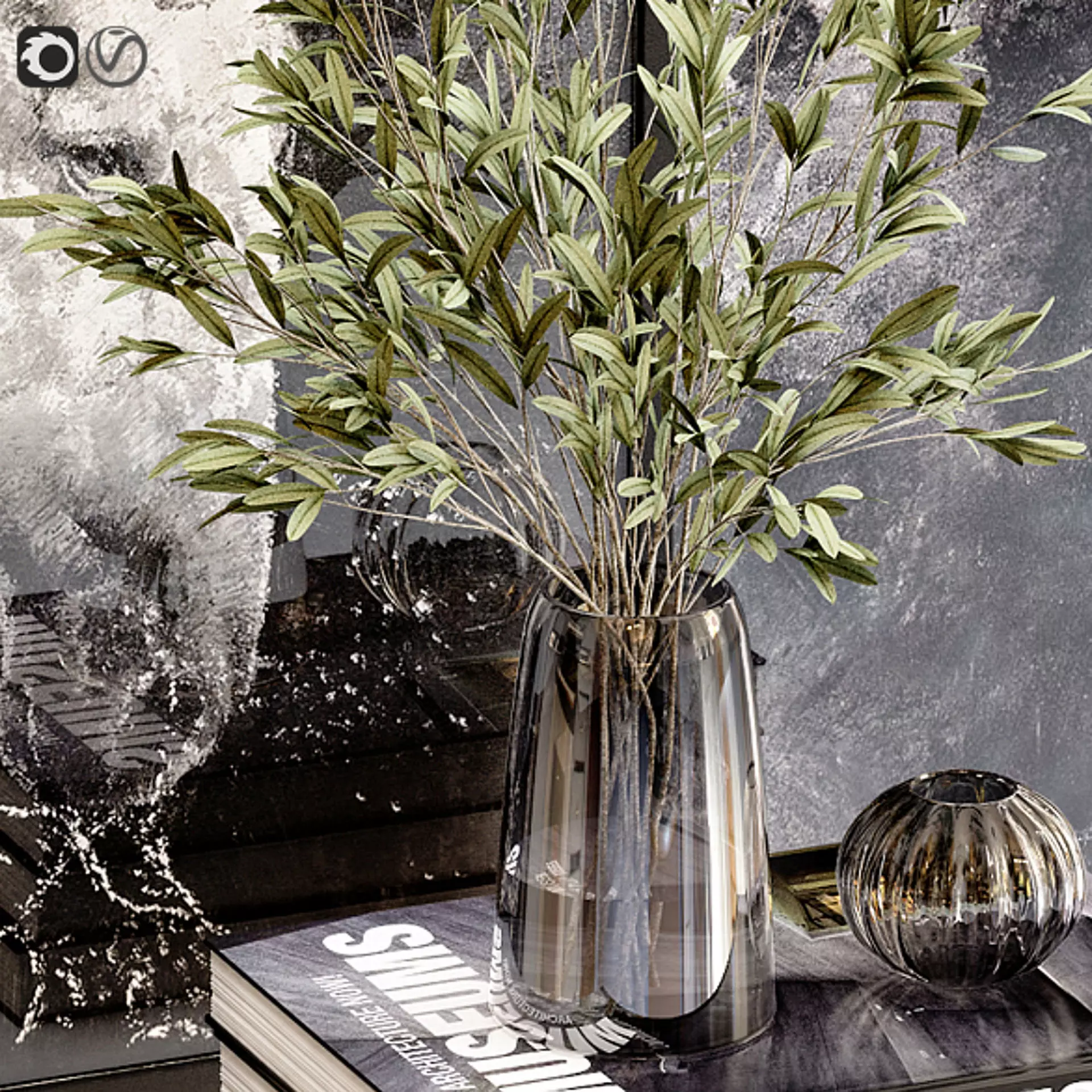 Black decor set 3D model_1