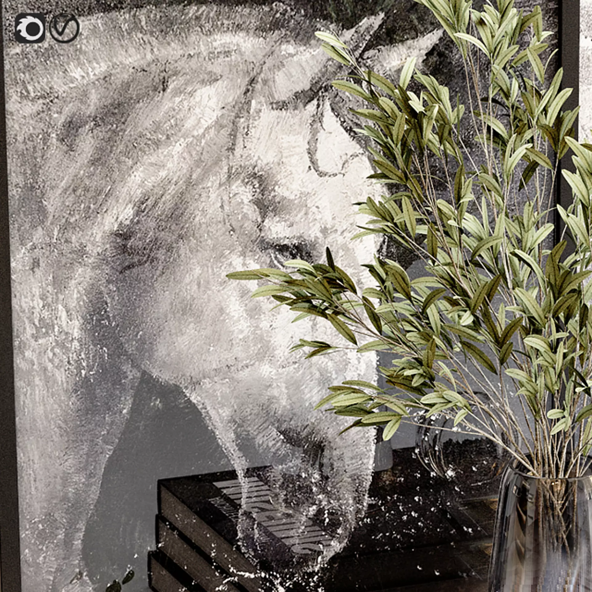 Black decor set 3D model_2