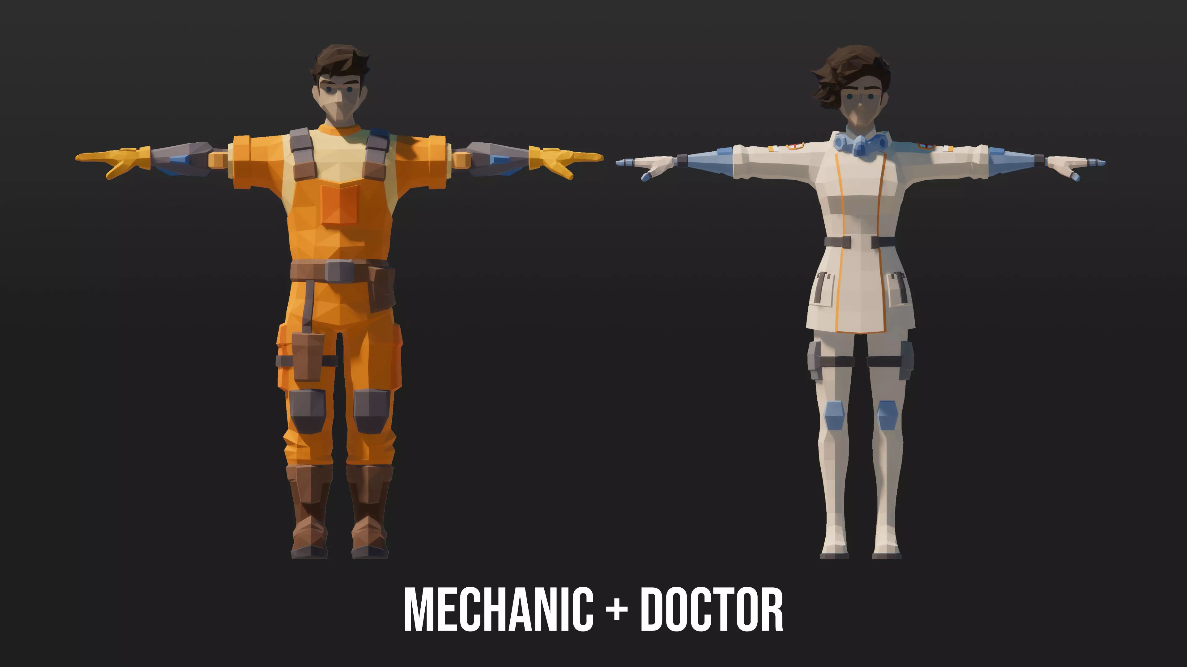 Low Poly Sci-Fi Characters Low-poly 3D model_5