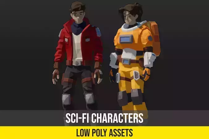 Low Poly Sci-Fi Characters Low-poly 3D model Low Poly Sci-Fi Characters Low-poly 3D model
