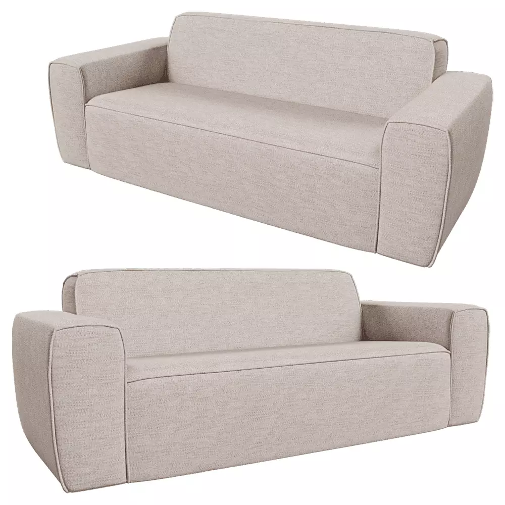 Modern Block 3 Seater Sofa  3D model_0