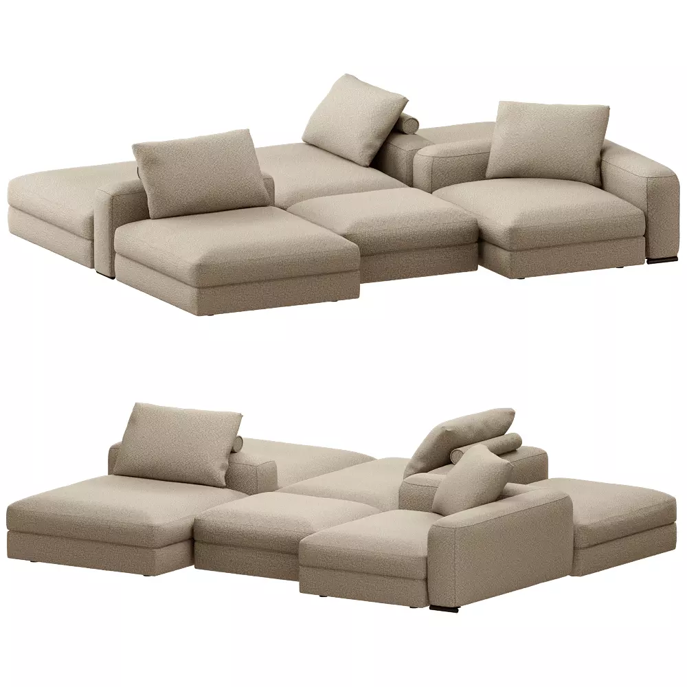 Modular Boucle  Sectional Sofa Set 3D model_0