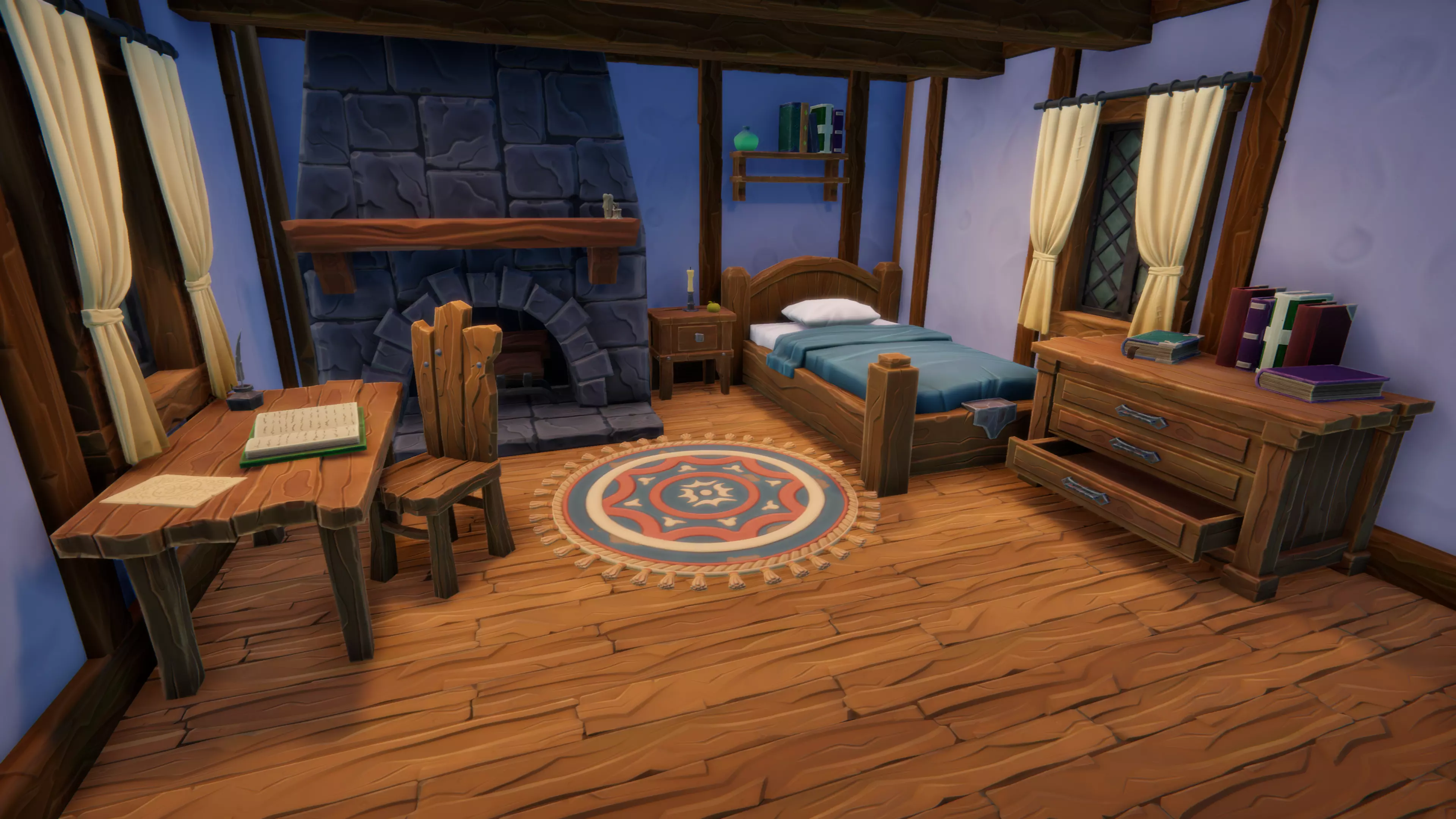 Stylized Medieval Village Low-poly 3D model_15