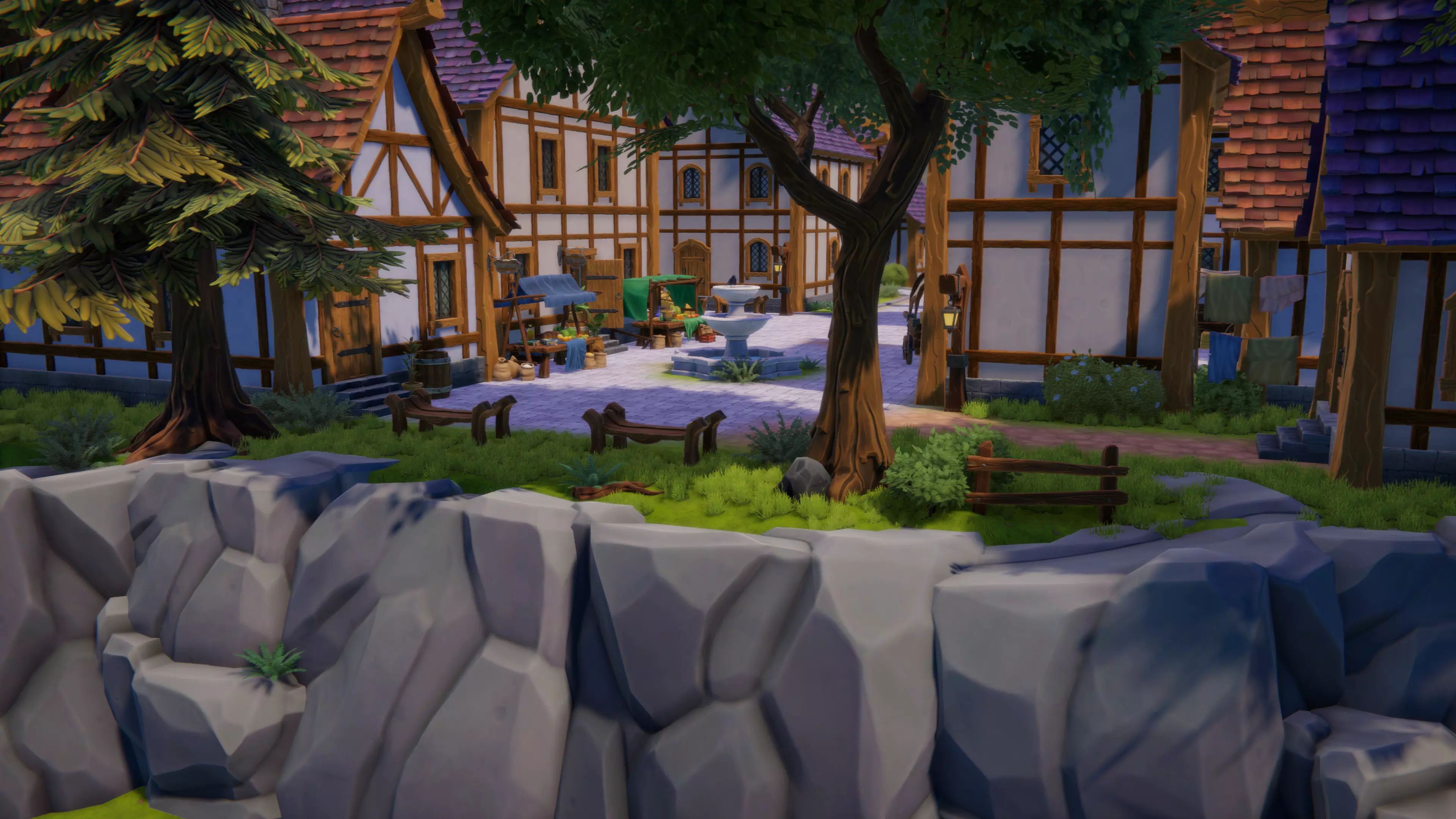 Stylized Medieval Village Low-poly 3D model_4