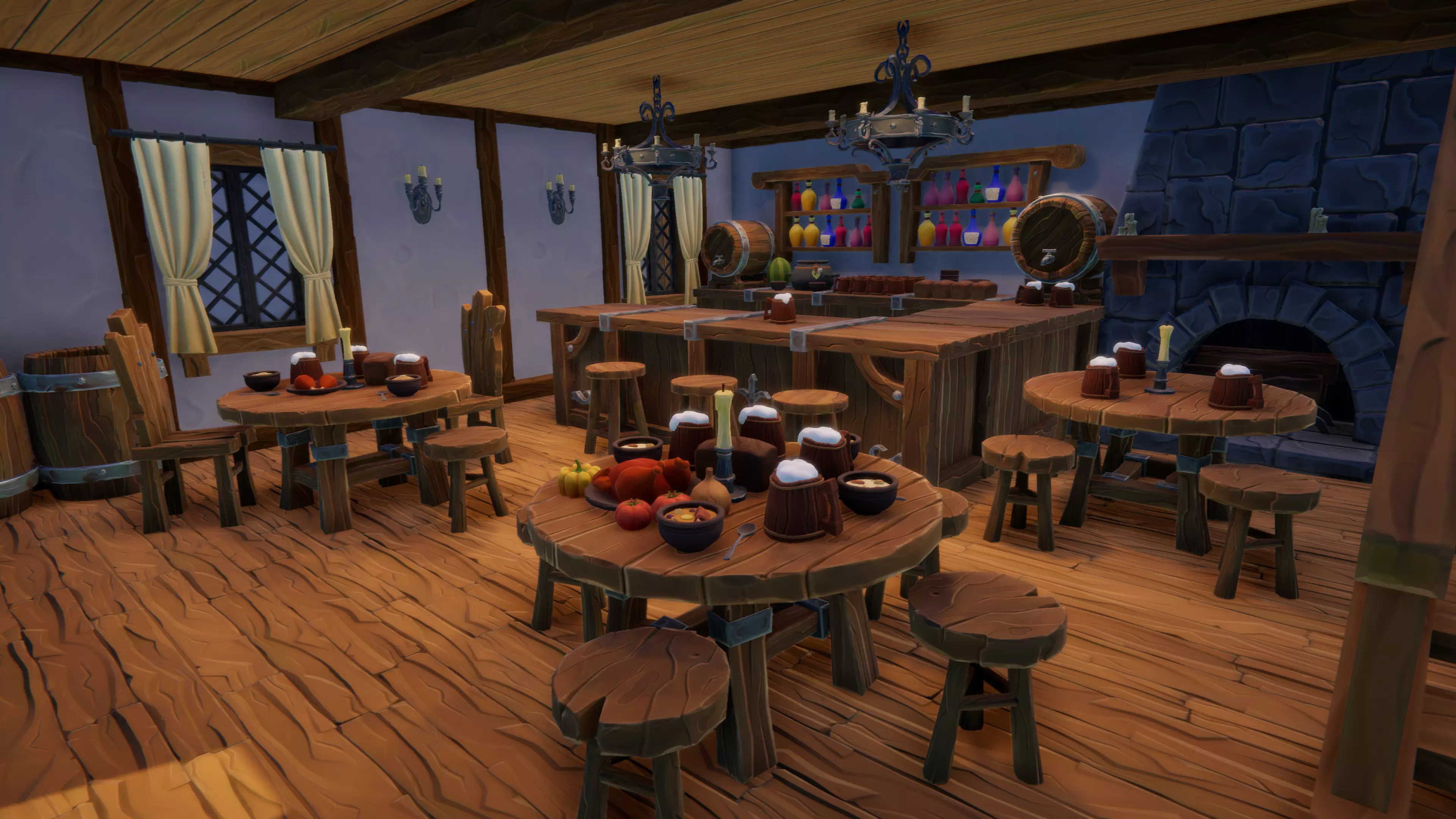 Stylized Medieval Village Low-poly 3D model_6