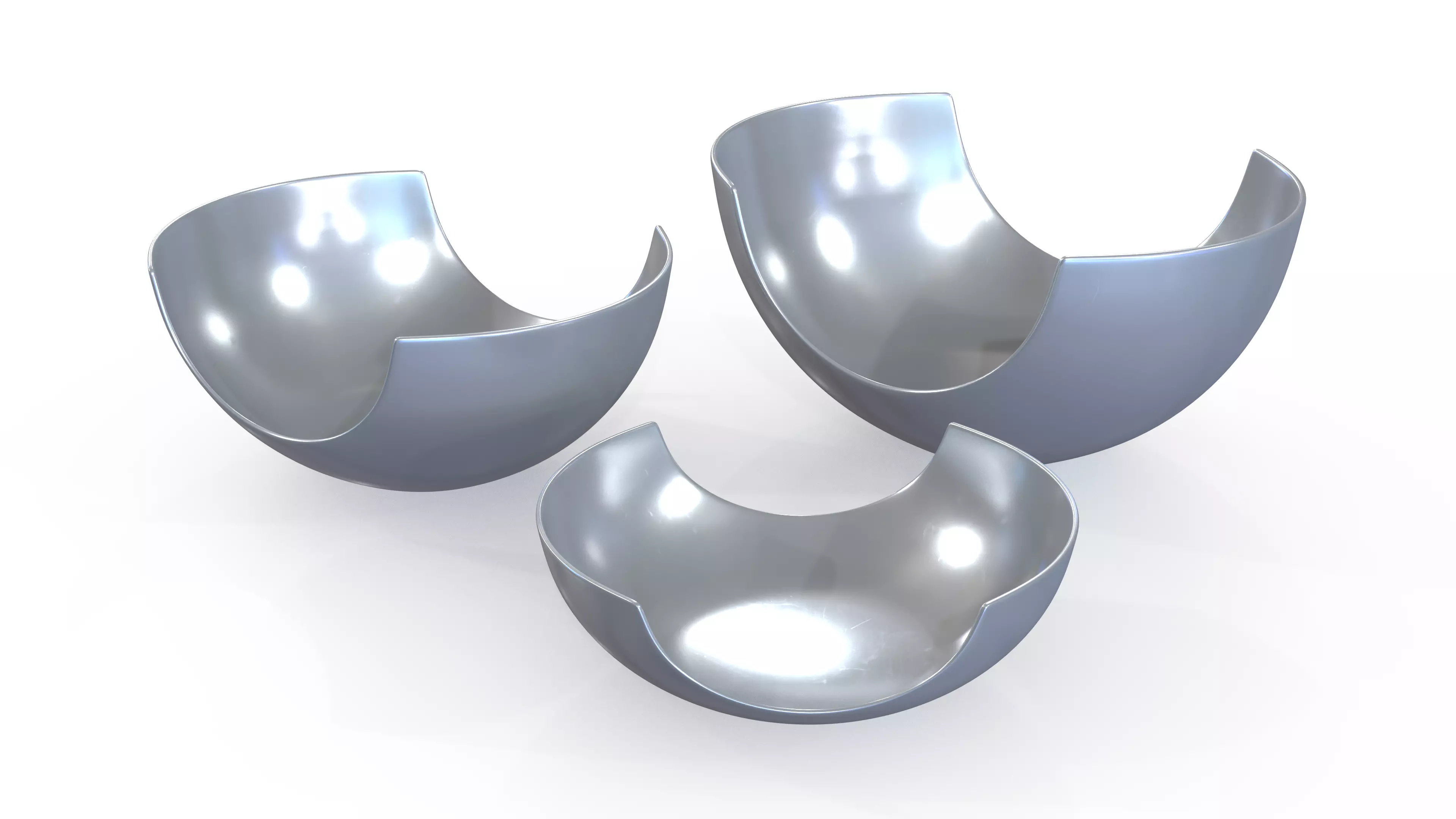 Bowl Chrome Set Low-poly 3D model_7
