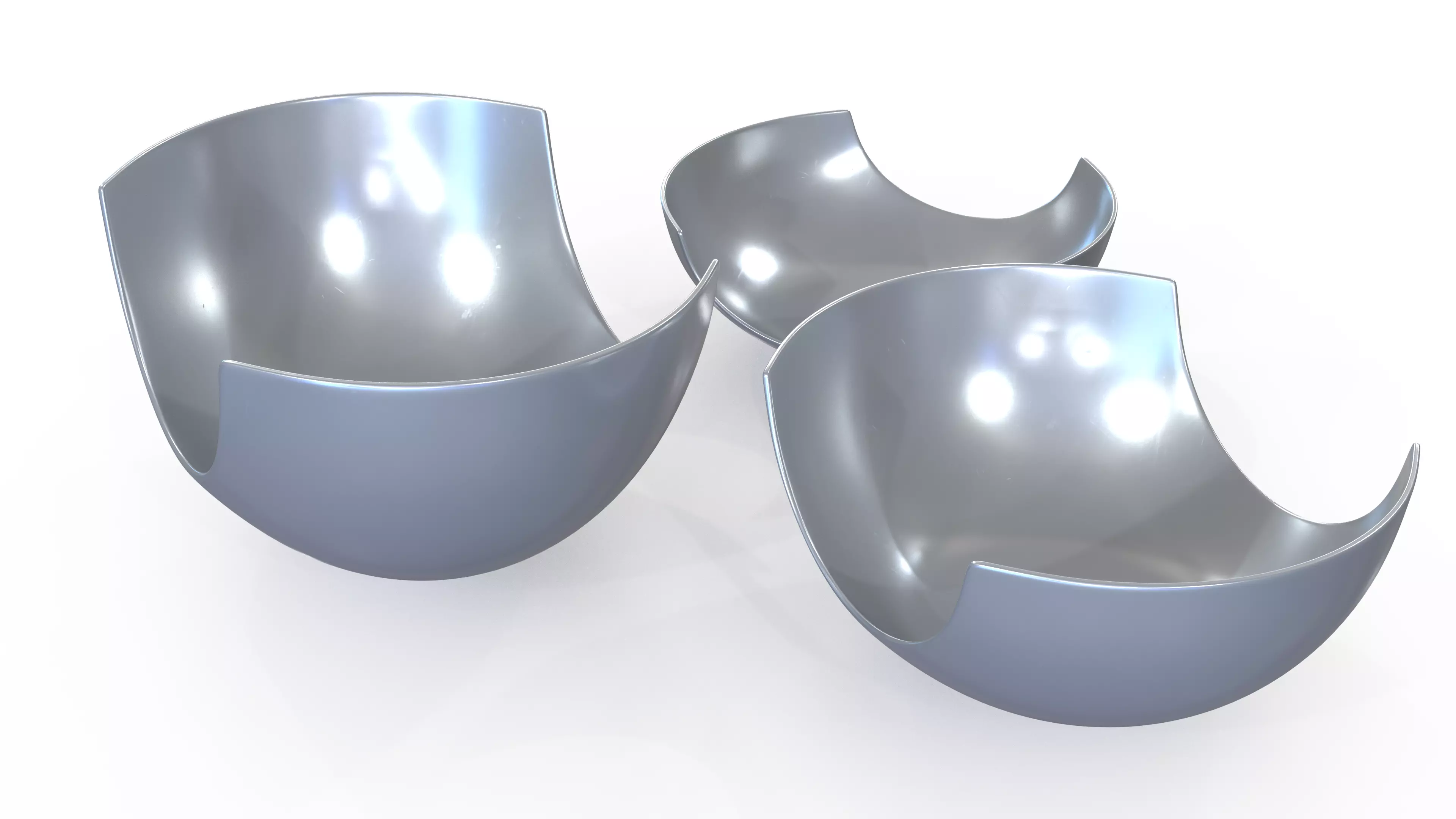 Bowl Chrome Set Low-poly 3D model_5