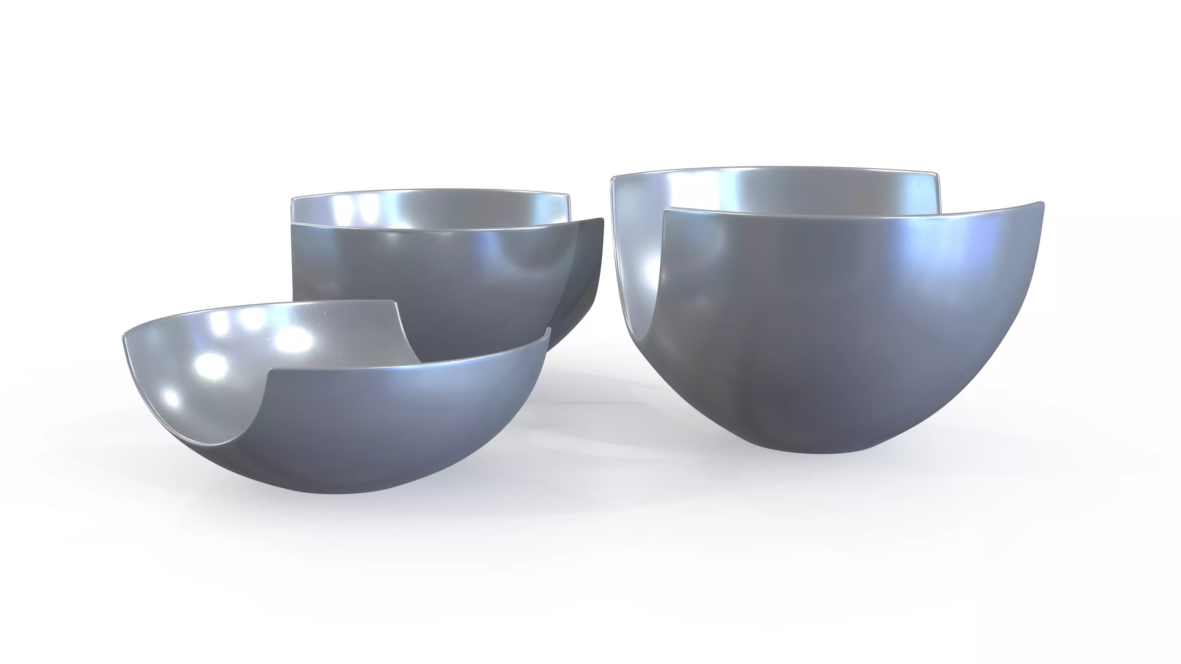 Bowl Chrome Set Low-poly 3D model_4