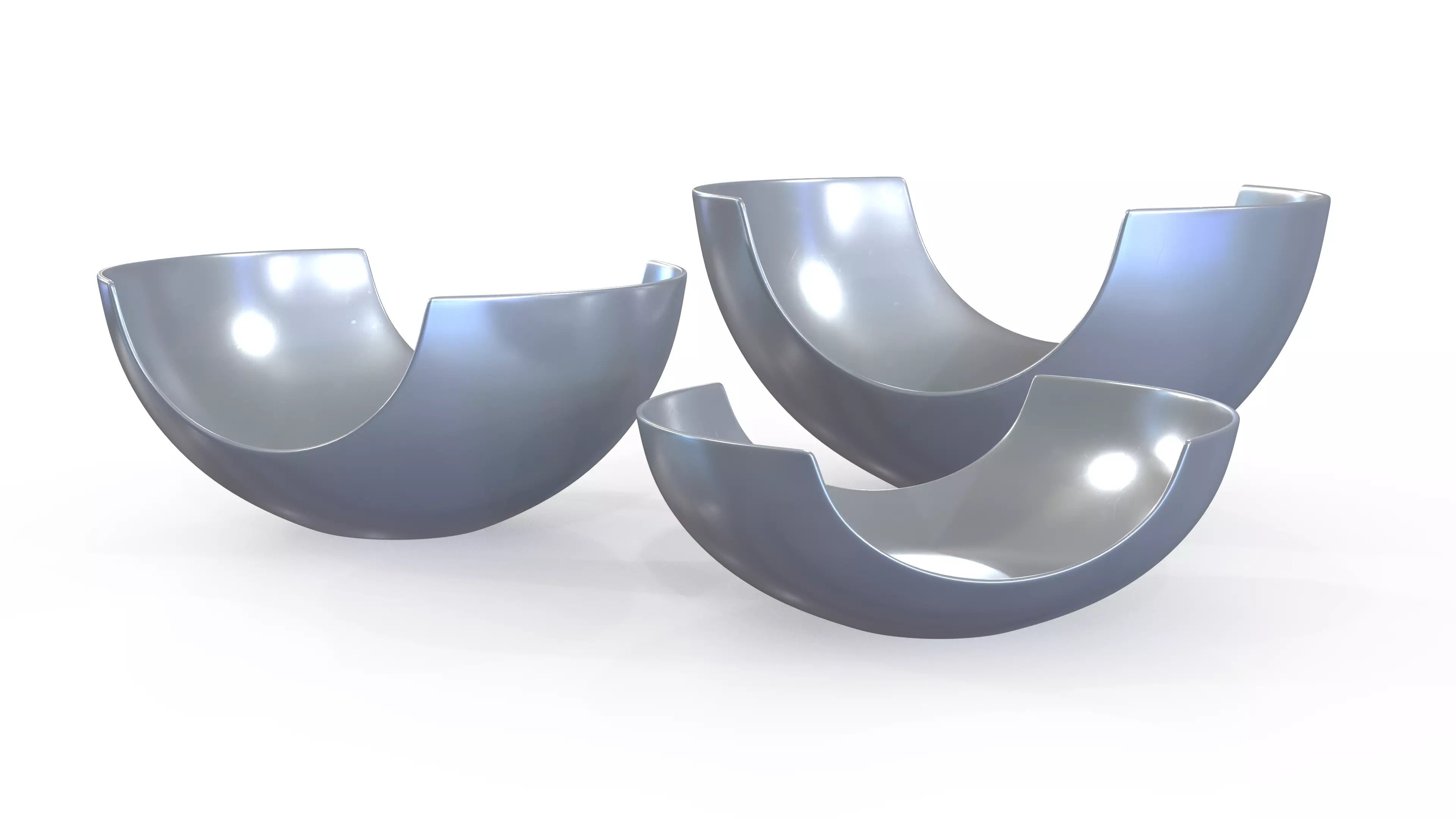 Bowl Chrome Set Low-poly 3D model_2