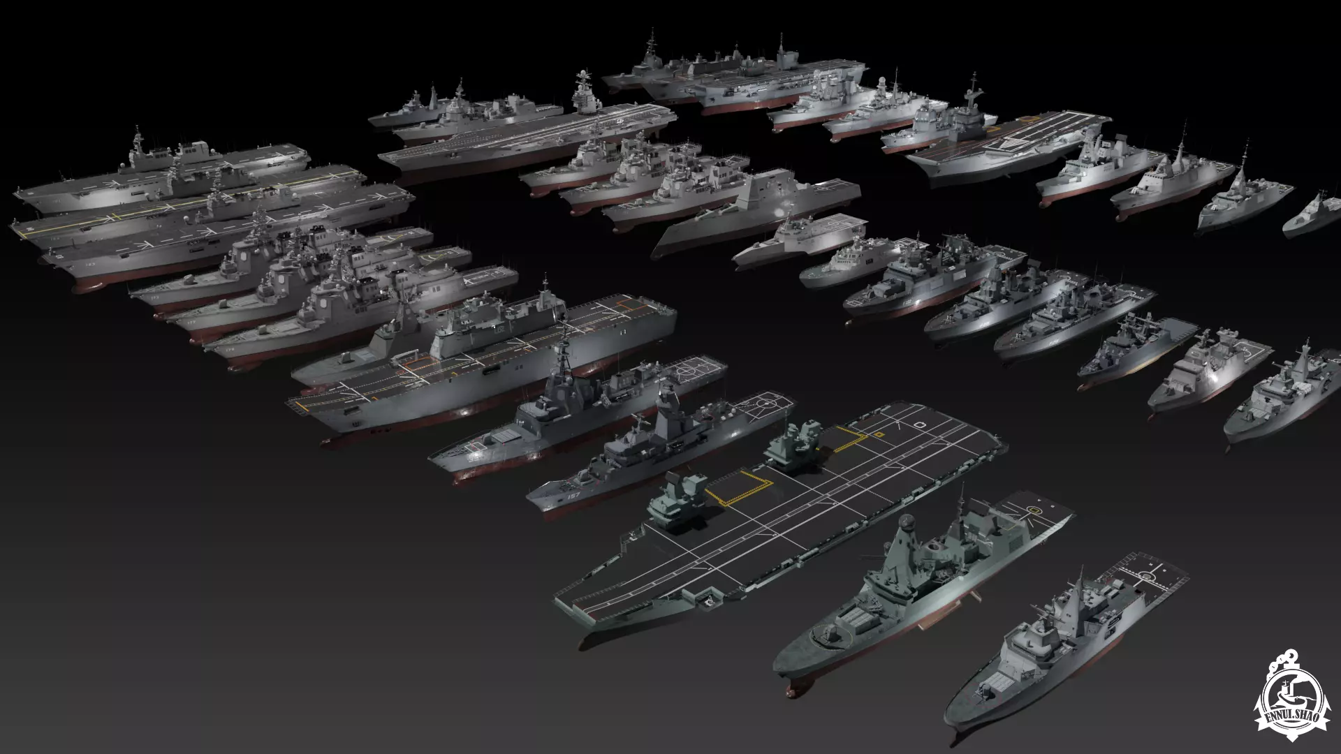Modern warships gameready 3D Model Pack