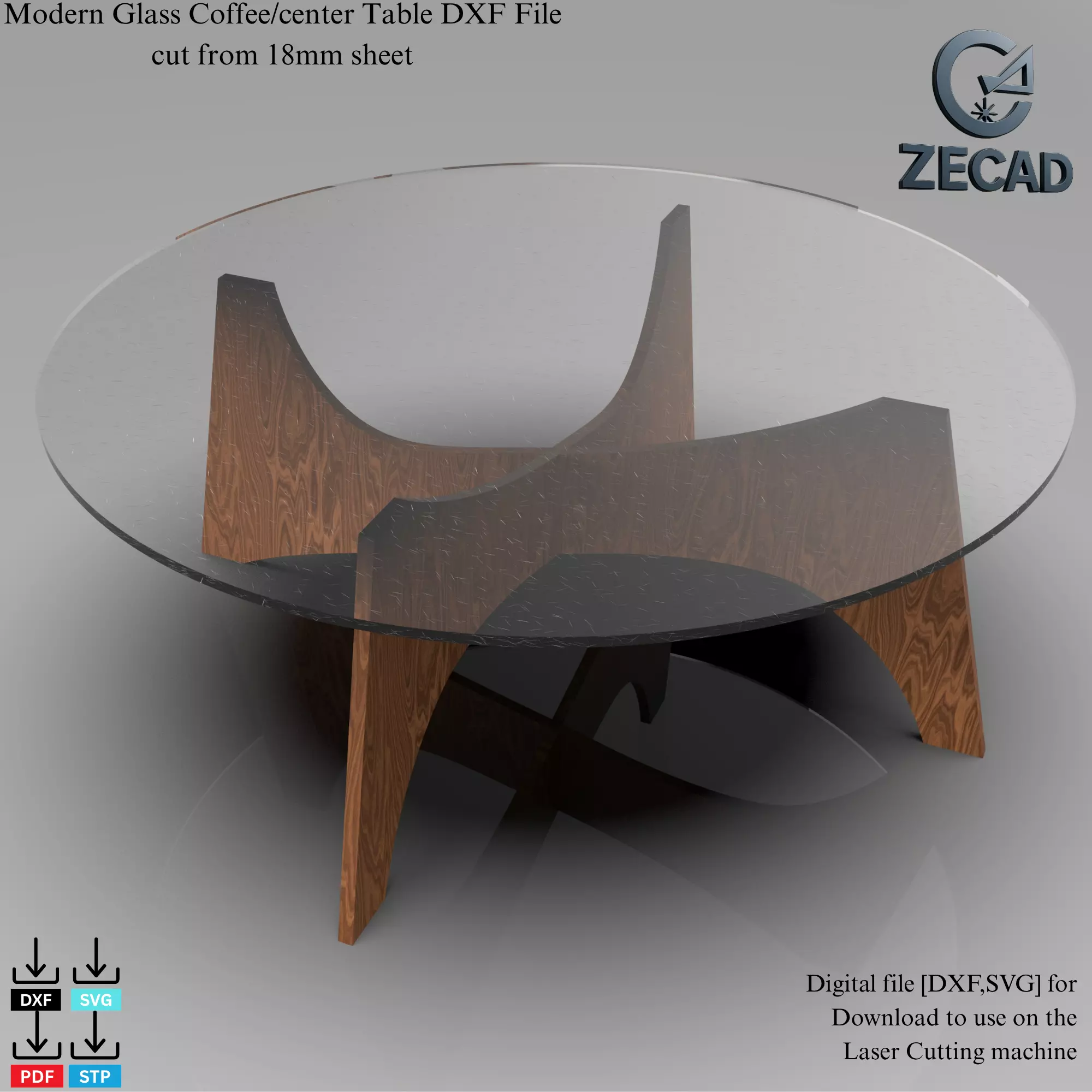 Modern Glass Coffee Table 3D model_2