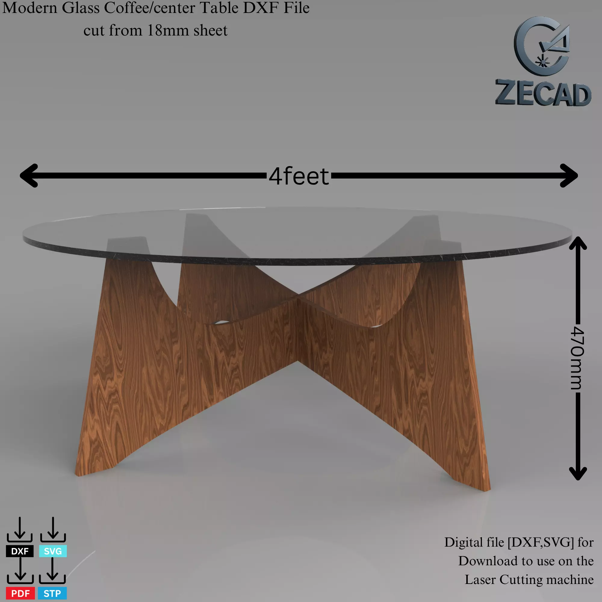 Modern Glass Coffee Table 3D model_0